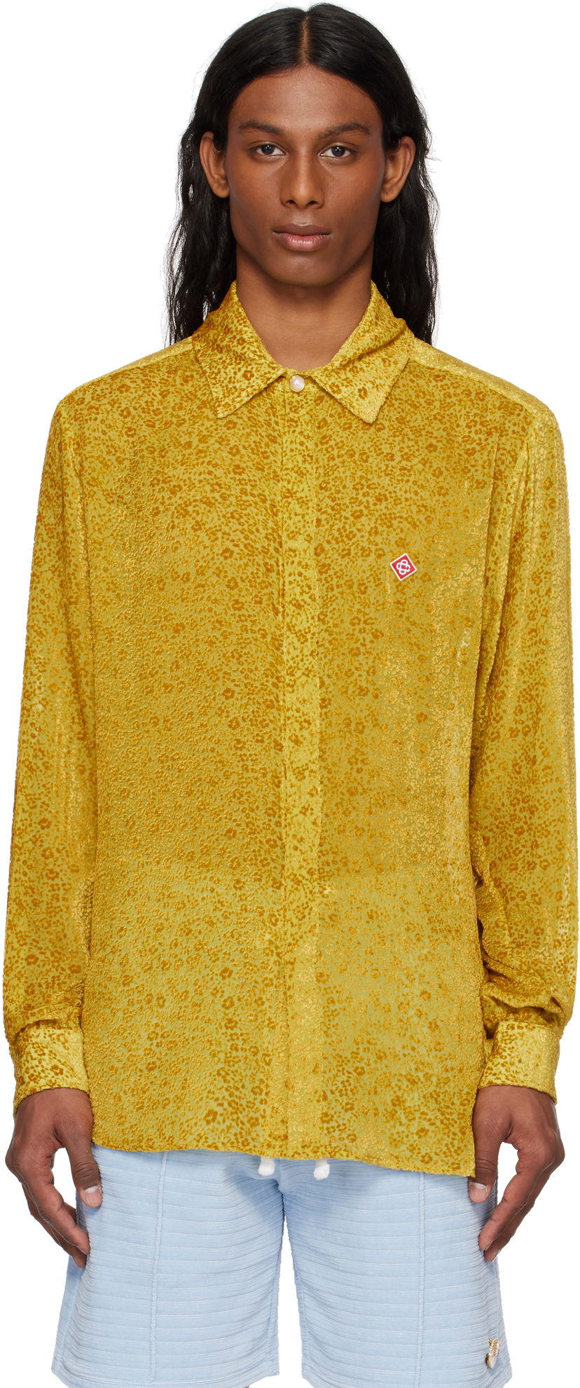 Skjorta Casablanca Casablanca Floral Devoré Silk Shirt Gul | MS25-SH-174-01