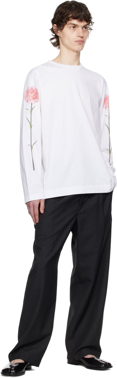 T-shirt Simone Rocha Simone Rocha Carnation Print Long Sleeve T-Shirt Vit | 5194P32P32A-M 0569, 3