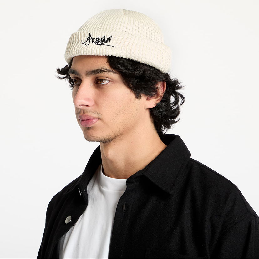 Mössa Footshop Stone Knit Beanie with Embroidered Logo Vit | FTSHP_460