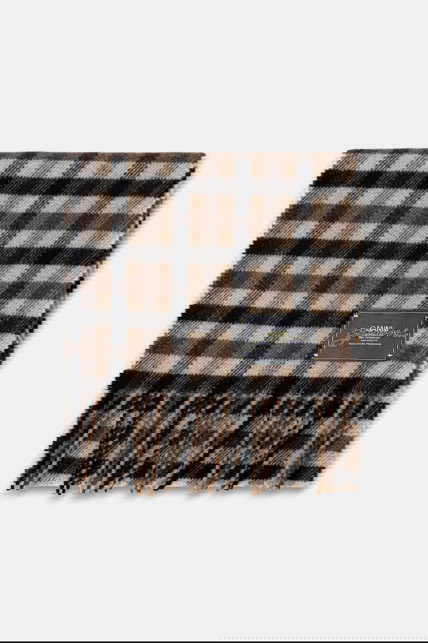 Halsduk GANNI Graphic Wool Checked Scarf Flerfärgad | A6668, 1