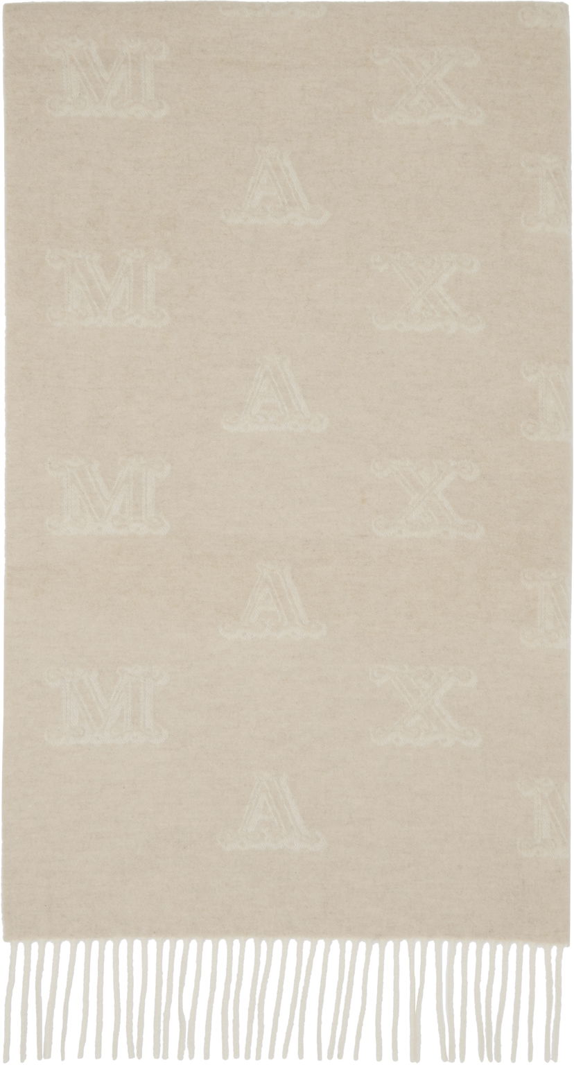 Halsduk Max Mara Wsklause Monogram Jacquard Fringed Scarf Beige | 2524546302600