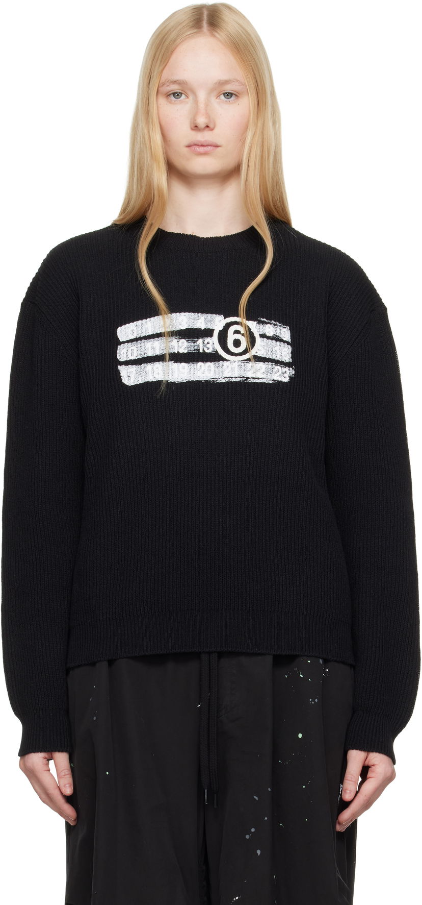 Sweater Maison Margiela MM6 Maison Margiela Numeric Knit Sweater Svart | SH2HL0022 M13124
