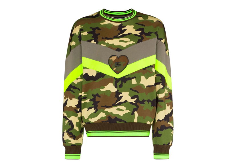 Sweatshirt Dolce & Gabbana Heart Logo Plaque Sweatshirt Green/Multi Flerfärgad | G9UZ2ZFS75D