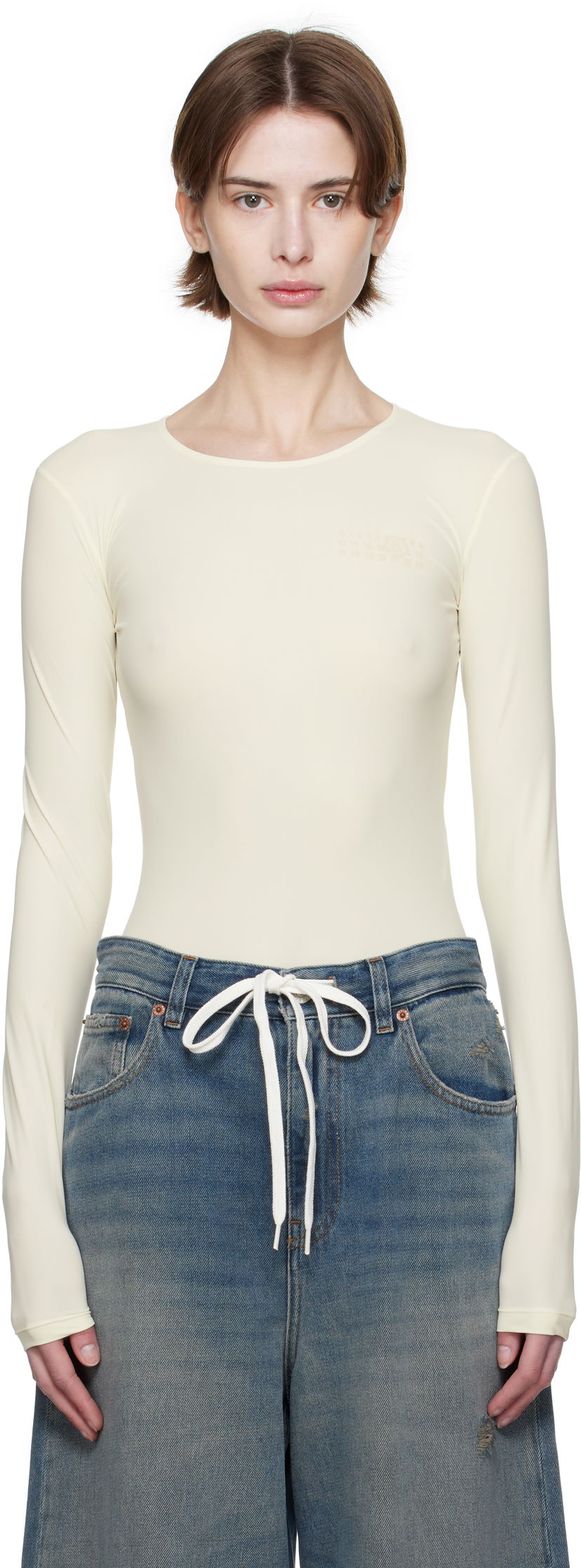 Kropp Maison Margiela MM6 Maison Margiela Jersey Lycra Bodysuit Beige | S62NA0077 S20518