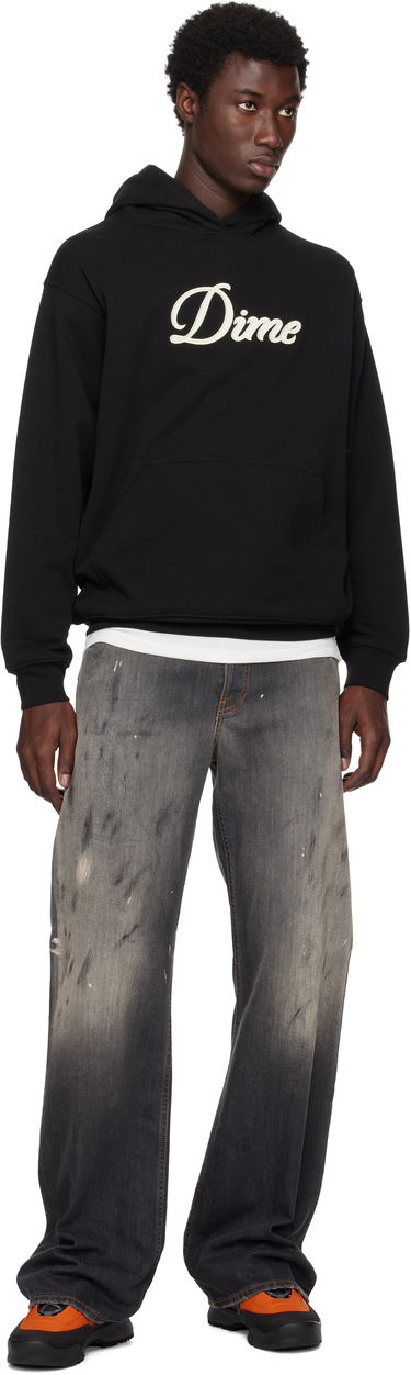 Sweatshirt Dime Cursive Hoodie Svart | DIMESU2543BLK, 3