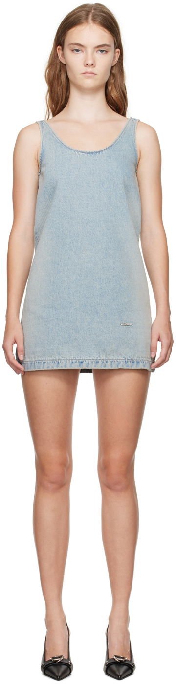 Klä We11done We11done Faded Denim Mini Dress Blå | WD-DO2-24-358-W-SK