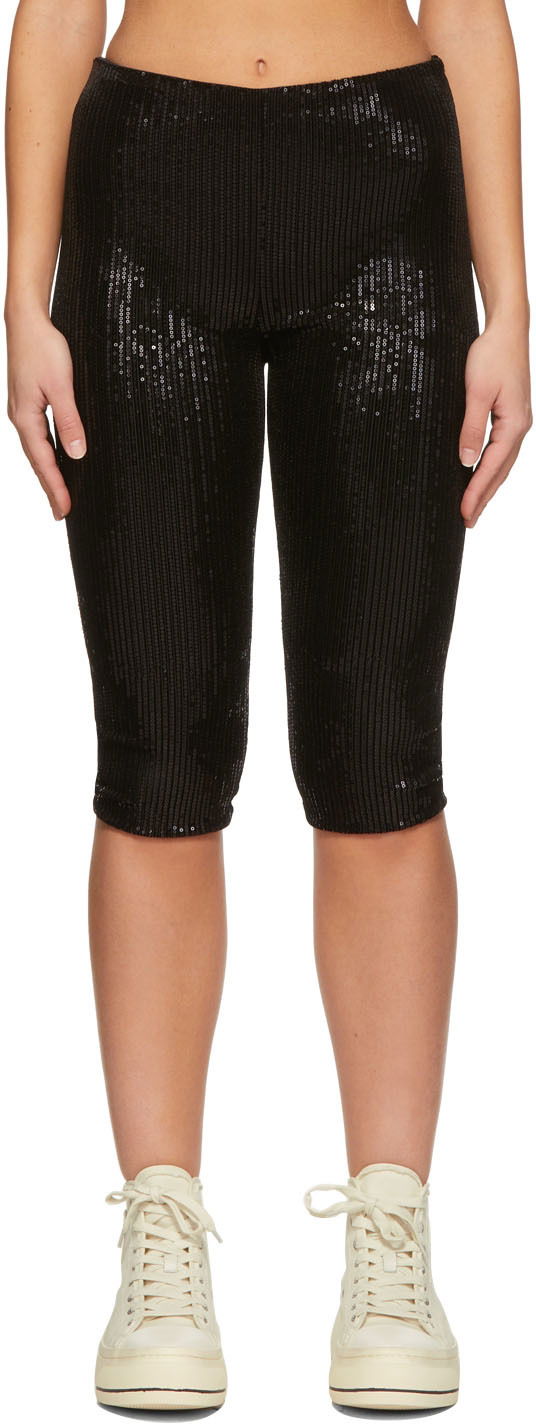 Damasker We11done We11done Sequin Cycling Shorts Svart | WD-PT1-22-295-W-BK