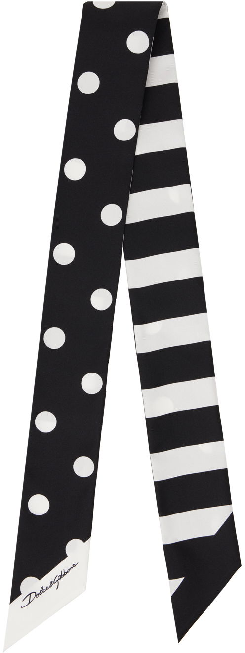 Halsduk Dolce & Gabbana Striped & Polka-Dot Headscarf Svart | FS215AGDCLA
