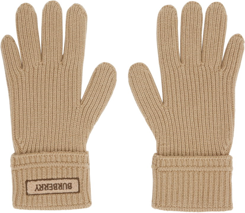 Handskar Burberry Burberry Wool Gloves with Logo Patch Beige | 8114594