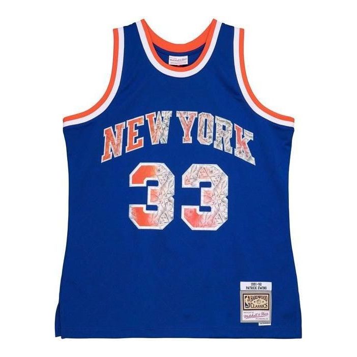 Linne Mitchell & Ness Mitchell & Ness NBA New York Knicks 'Patrick Ewing 33' Jersey Blå | SMJY1202-NYK91PEWBLUE