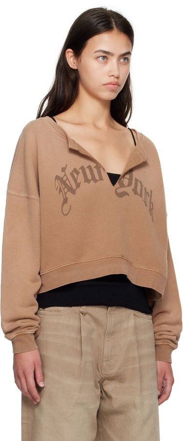 Sweatshirt R13 R13 'New York' Cropped Front Slit Sweatshirt Brun | R13WK251-001UU, 1