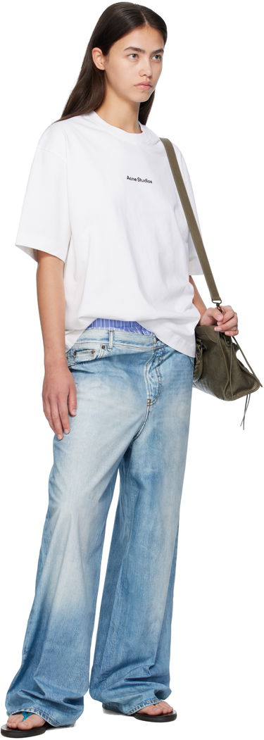 Byxor Acne Studios Acne Studios Printed Wide-Leg Trousers Blå | AK0918-, 3