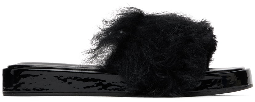 Tillbehör BY FAR BY FAR Shana Furry Slides Svart | 22FWSAHSBLTOS