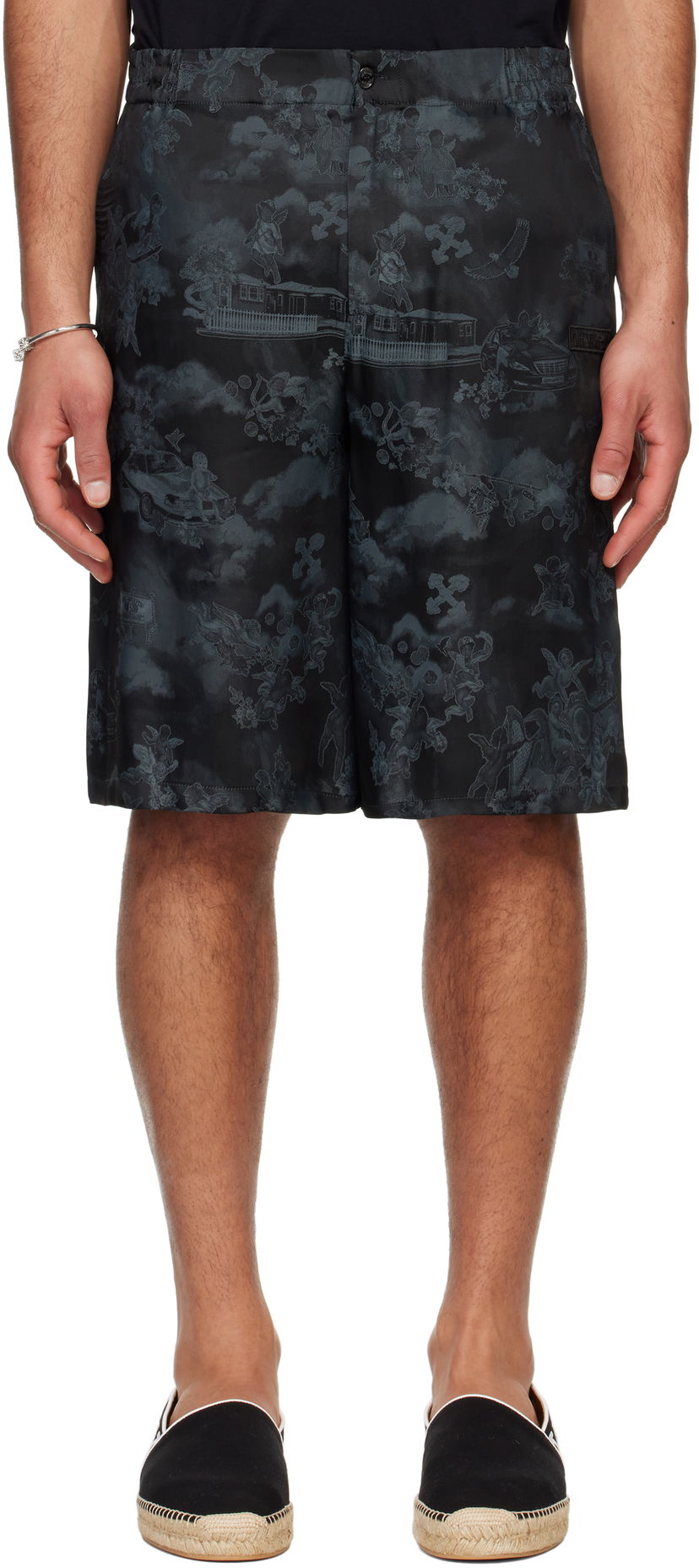 Shorts Off-White Off-White Jacquard Fresco Bowling Shorts Svart | OMCB092S25FAB0020200