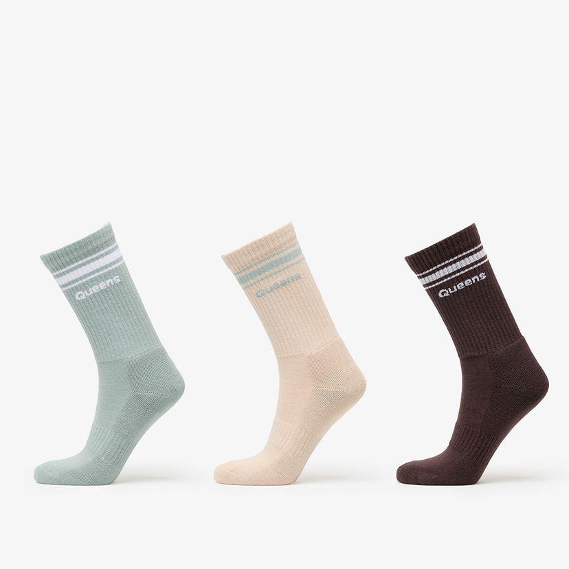 Strumpor Queens Crew Socks 3-Pack Grön | QNS_061
