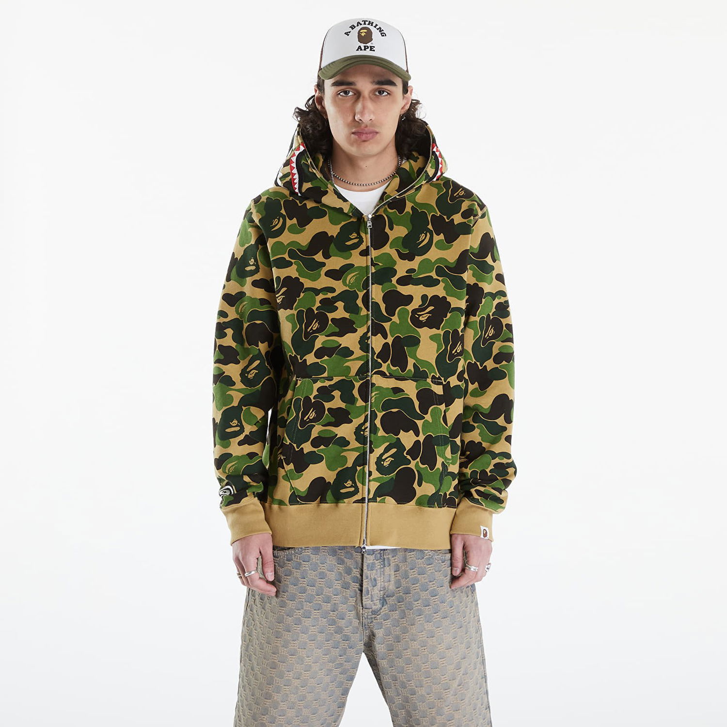 Sweatshirt BAPE Abc Camo Shark Full Zip Hoodie Grön | 001ZPK301005M GRN, 0