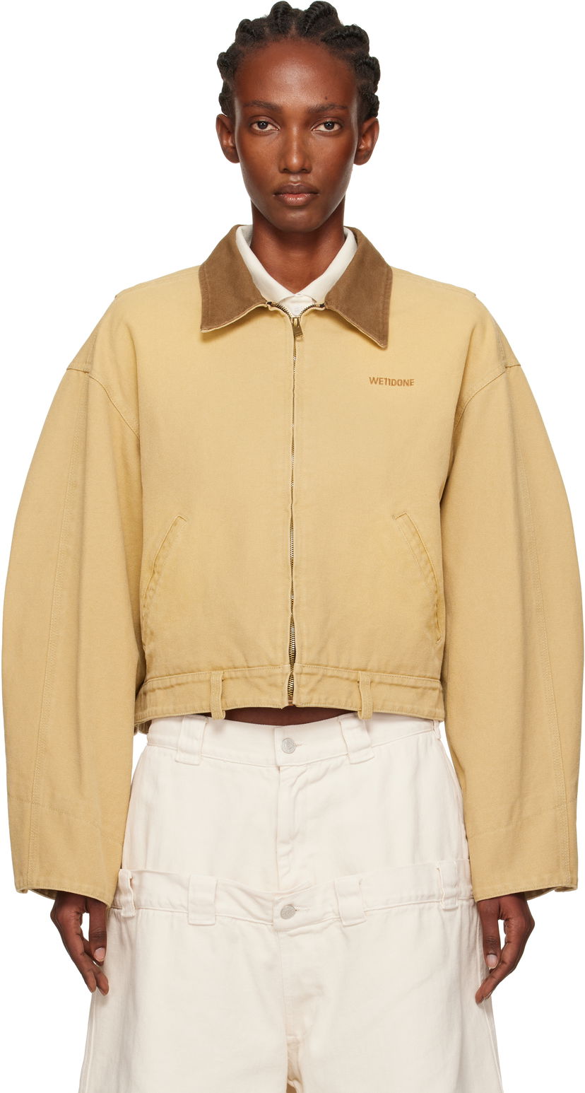 Jacka We11done We11done Washed Work Cropped Jacket Beige | WD-JK2-25-008-W-BG