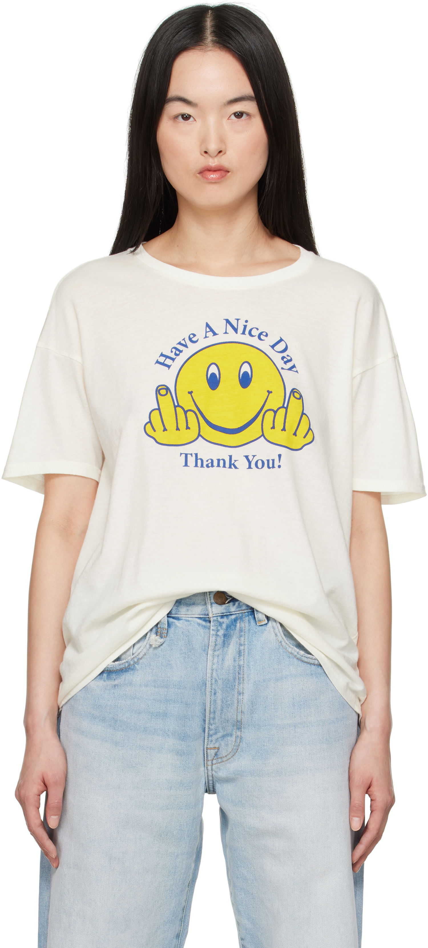 T-shirt R13 R13 'Have A Nice Day' Relaxed T-Shirt Vit | R13WK141-K120B, 0