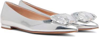 Sneakers och skor Gianvito Rossi Metallic Crystal-Embellished Jaipur Ballerina Flats Metallisk | G22131-05RIC-MET, 3