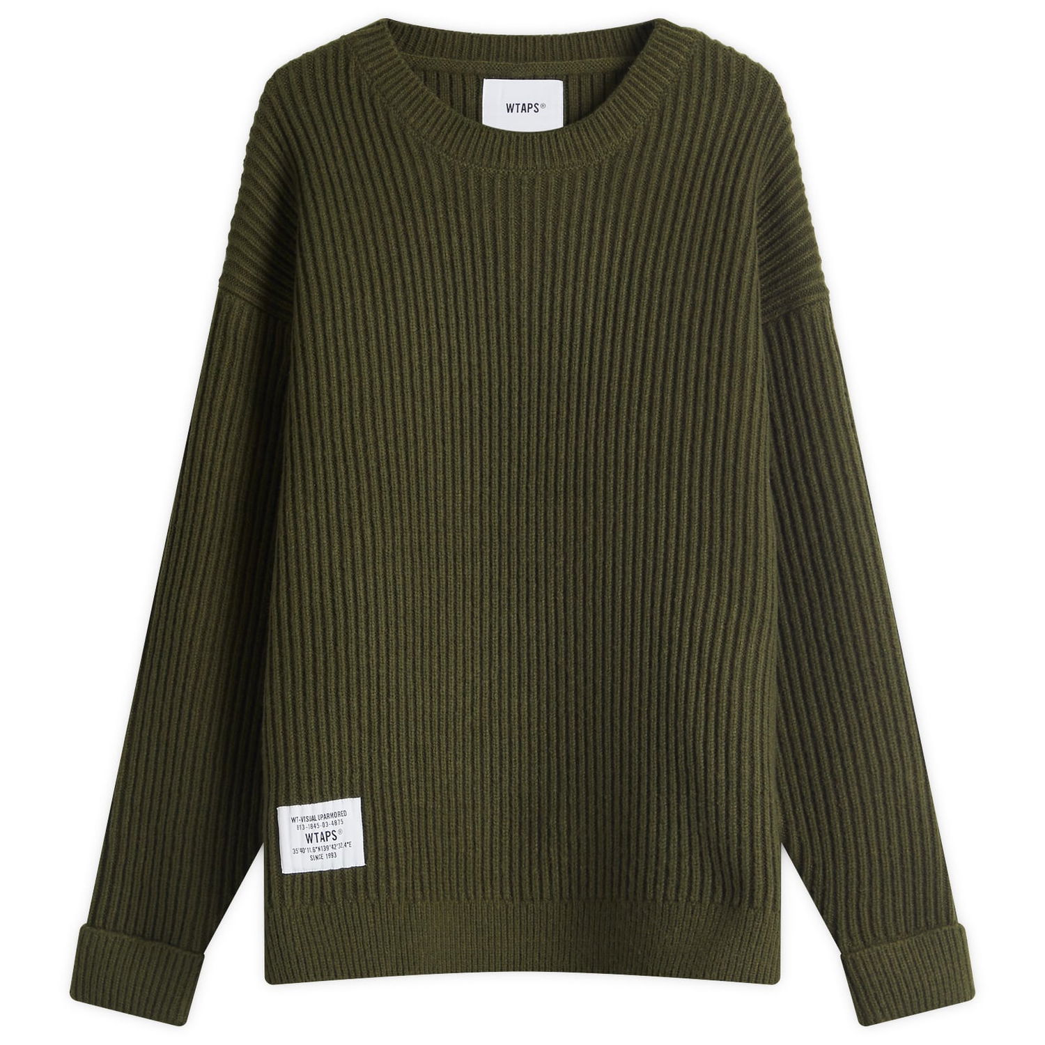 Sweater WTAPS WTAPS 06 Heavy Ribbed Knit Sweater, Size Large Grön | 242MADT-KNM06-OLV, 0