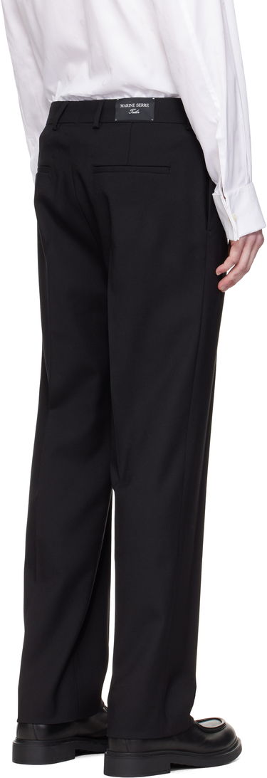 Byxor Marine Serre Marine Serre Virgin Wool Twill Pleated Trousers Svart | MPA069A RWOV0001, 2