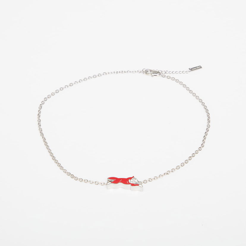 Halsband BILLIONAIRE BOYS CLUB Icecream Running Dog Chain Necklace Röd | IC25272 Silver/ Red
