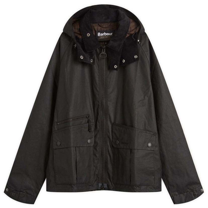 Jacka Barbour Re-Engineered Bardon Spey Wax Jacket, Size Large Svart | MWX2482BK71