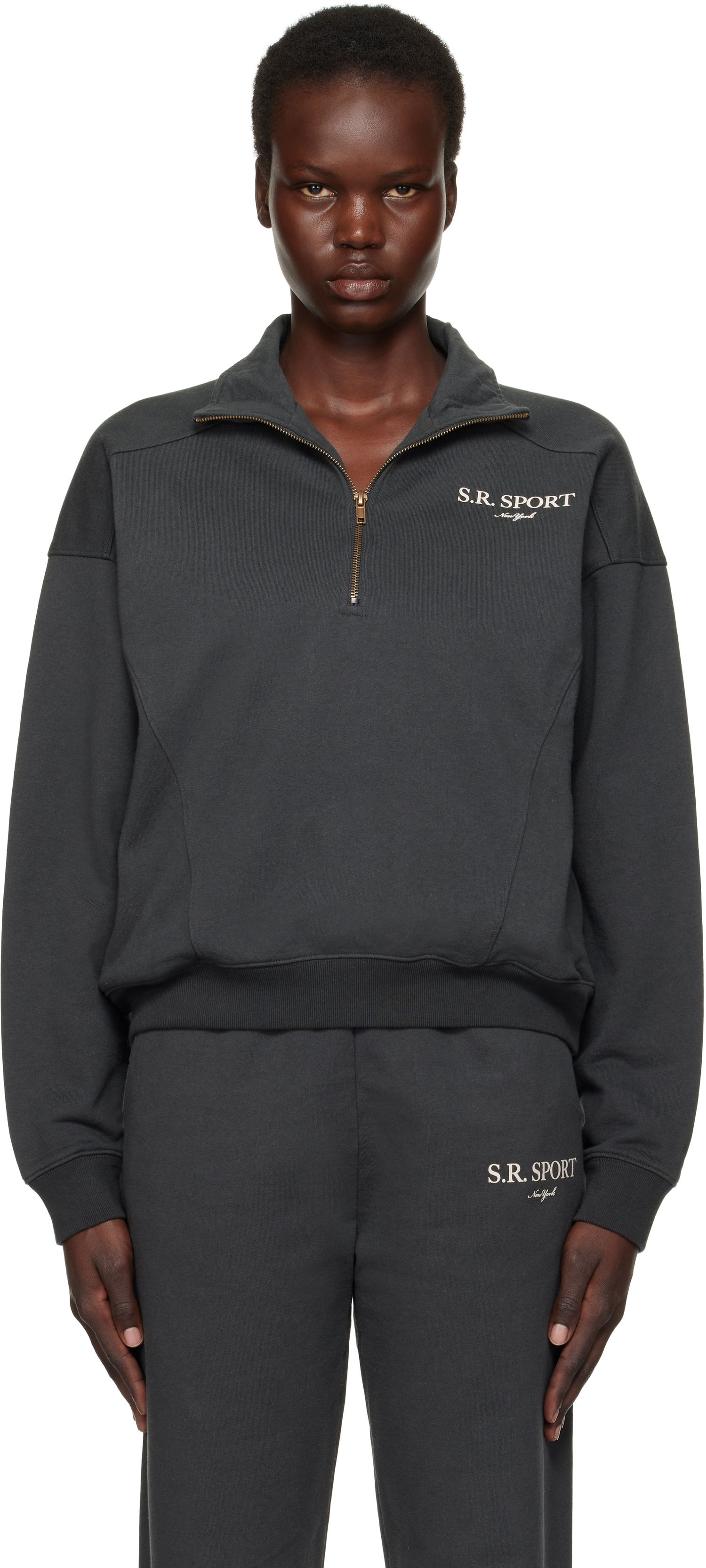 Sweatshirt Sporty & Rich 'S.R. Sport' Quarter Zip Sweatshirt Grå | ST073512304BA02, 0