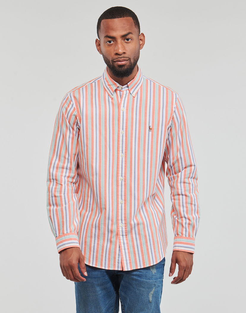 Skjorta Polo by Ralph Lauren Classic-Collar Striped Cotton Shirt Rosa | 710928920001