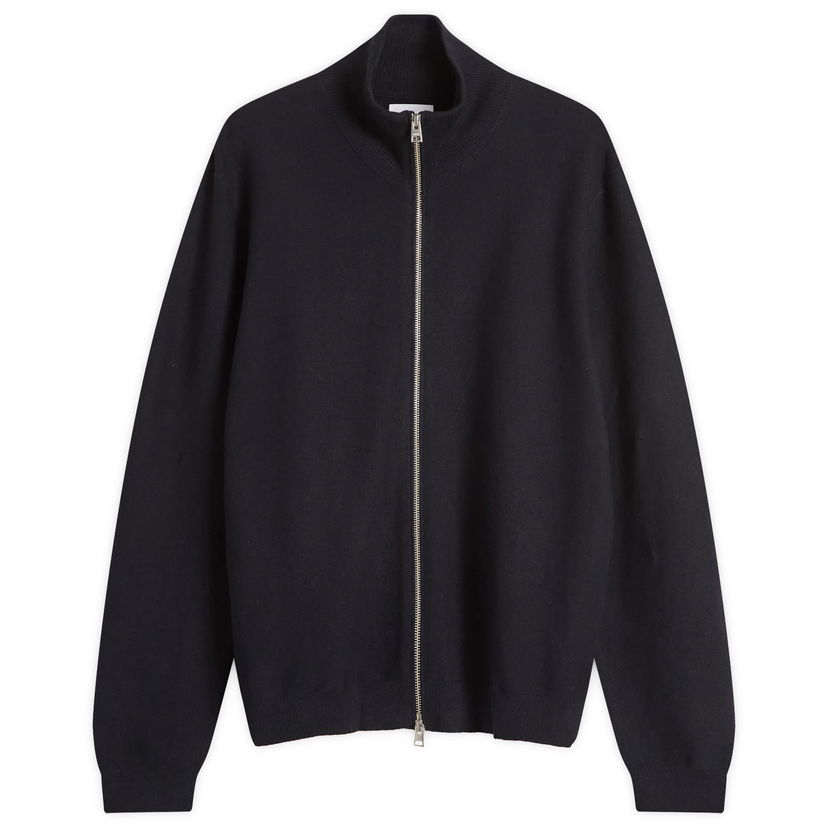 Sweater NORSE PROJECTS Links Cotton Linen Zip Jacket, Size Large Mörkblå | N45-0635-7004