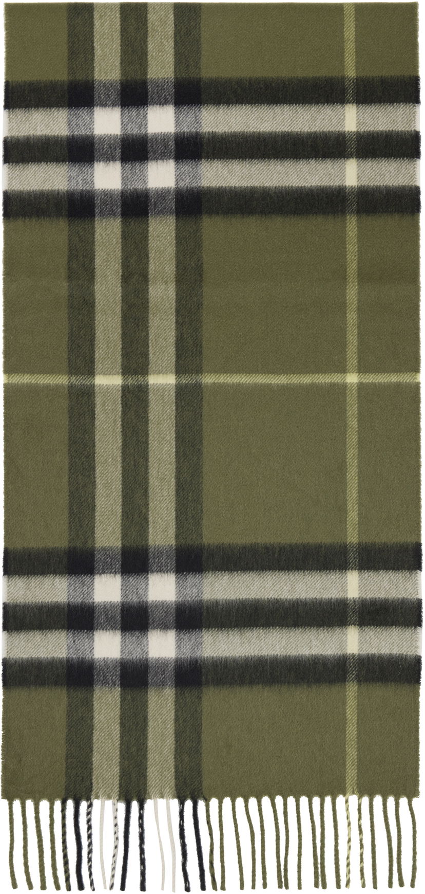 Halsduk Burberry Burberry Check Cashmere Scarf Grön | 8112646