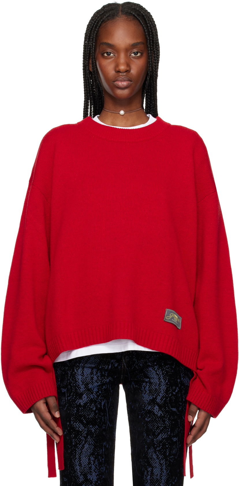 Sweater GANNI GANNI Future Wool Mix Oversized Sweater Röd | K2477