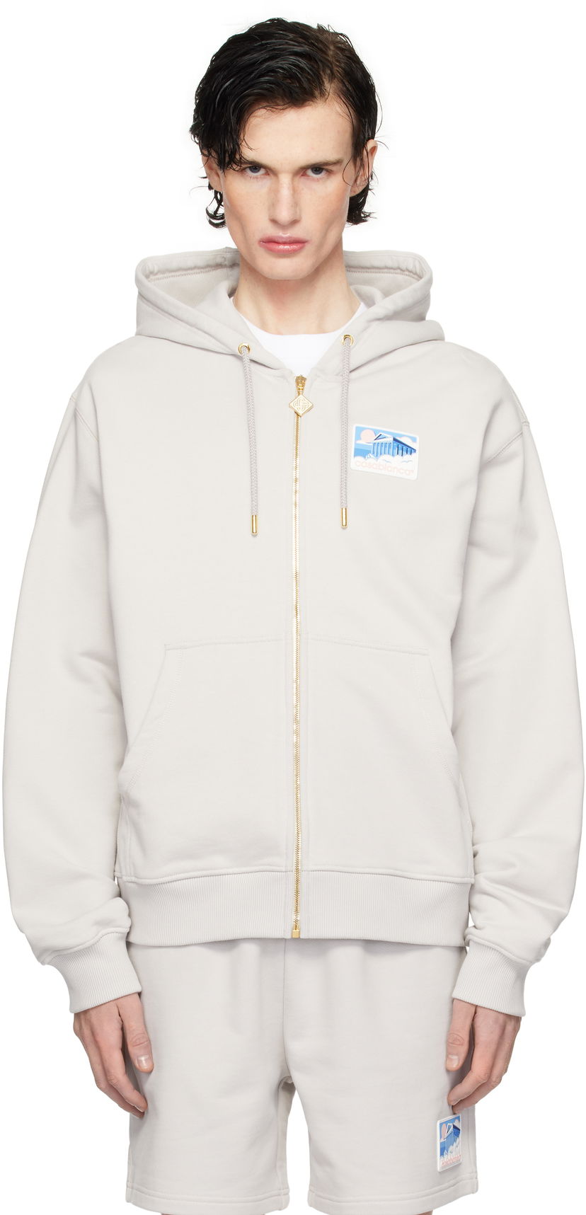 Sweatshirt Casablanca Men's Temple Print Zip Hoodie Grå | MPS25-JTP-150-01