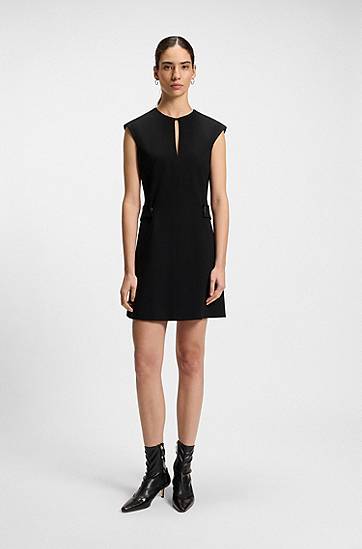Klä BOSS Belted Shift Dress Svart | 50543277, 1