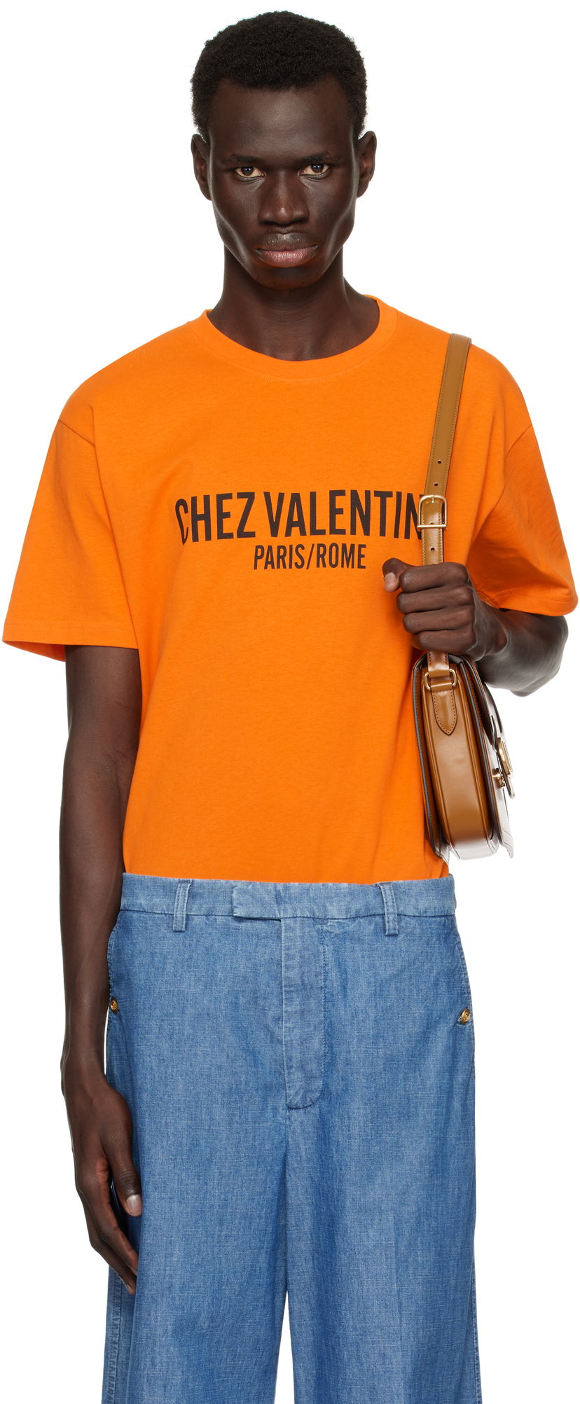 T-shirt Valentino Valentino 'Chez Valentino' T-Shirt Orange | 6V3MG16PAPG