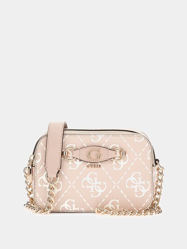 Handväska GUESS Izzy 4G Logo Mini Crossbody Bag Rosa | HWOQ8654140