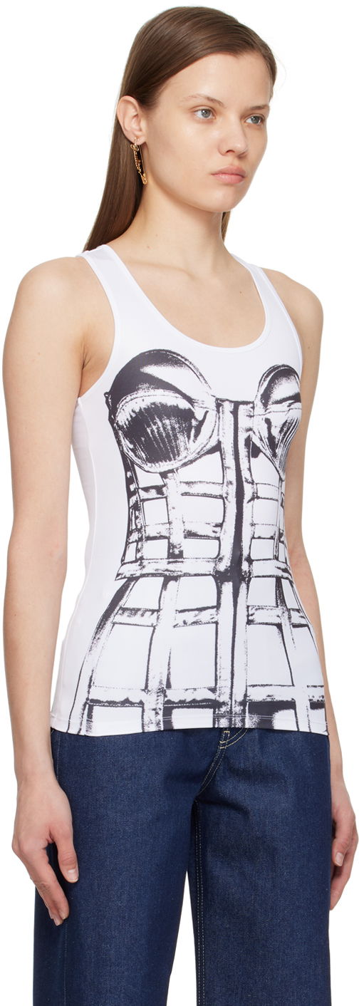 Linne Jean Paul Gaultier Jean Paul Gaultier Trompe L'oeil Graphic Tank Top Vit | 24/25-F-TO185-J550-0100, 1