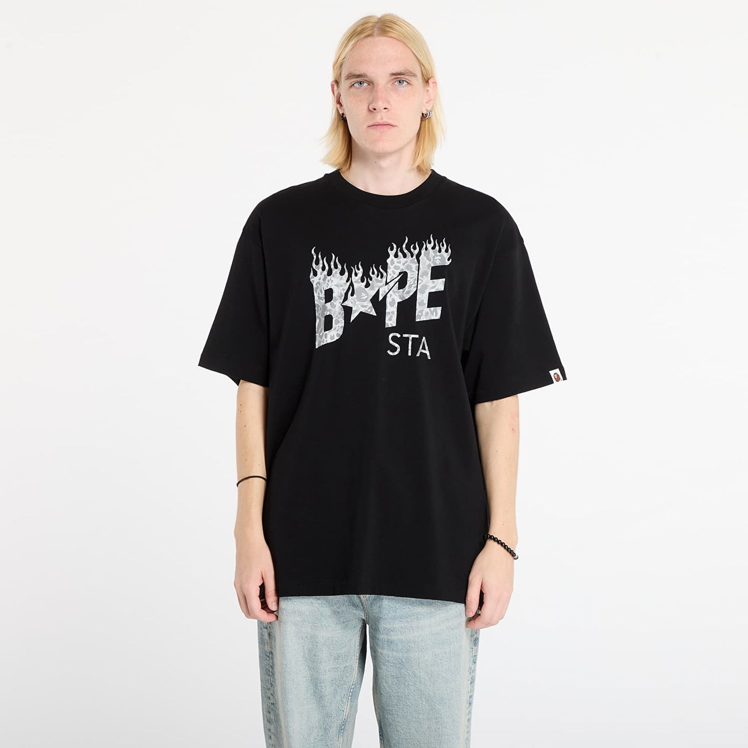 T-shirt BAPE Wild Leopard Pattern Bape Sta Logo Relaxed Fit T-shirt Svart | 001TEL801305MBLK, 0