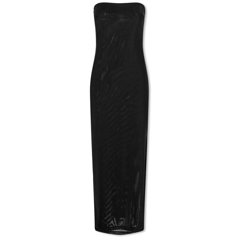 Klä Miaou Miaou Lila Strapless Sheer Mesh Midi Dress, Size Large Svart | 5025PM3BLK