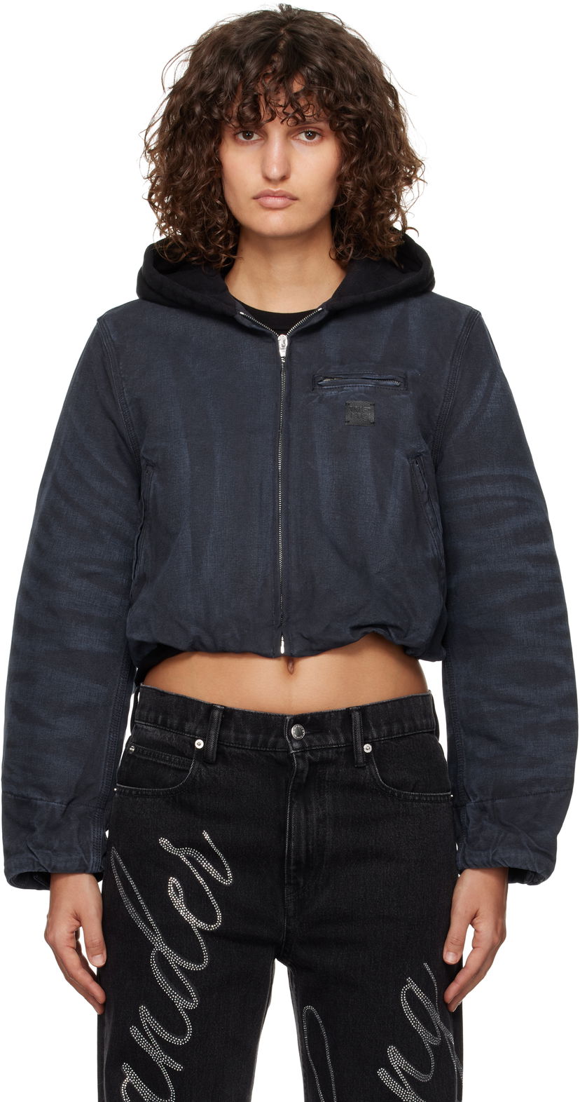Jacka Alexander Wang Padded Cropped Hooded Jacket Blå | 4WC4242095