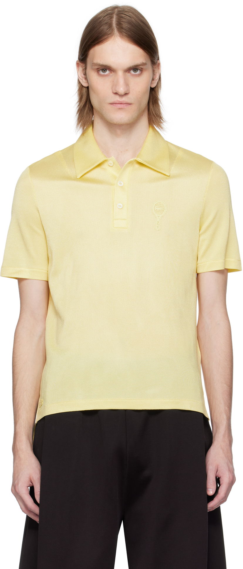 Polotröja Lacoste Lacoste Runway Regular Fit Satin Piqué Polo Gul | DH6801