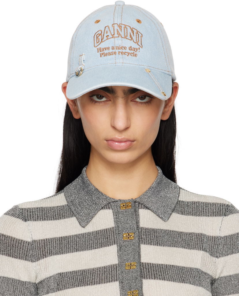 Keps GANNI GANNI Denim Baseball Cap Blå | A6563