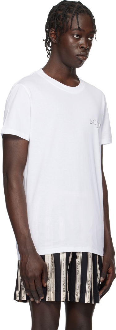 T-shirt Balmain Vintage Gel Logo T-Shirt Svart | EH1EF000GD84, 4