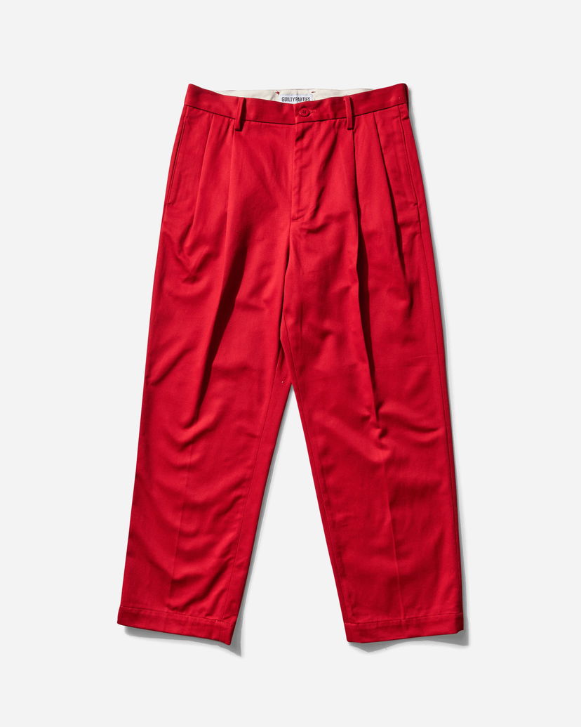 Byxor WACKO MARIA Double Pleated Chino Trousers Röd | 25SS-WMP-PT13 RED