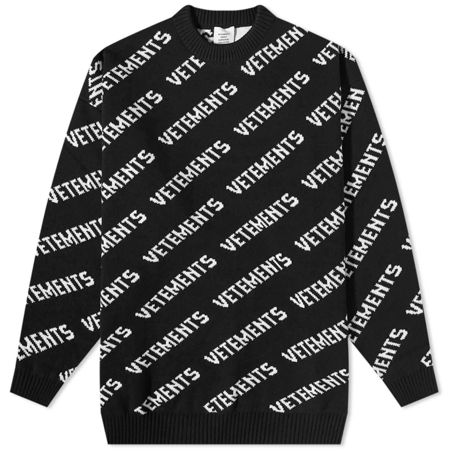 Sweatshirt VETEMENTS Monogram Crew Knit Black/White Svart | UE54KN220X, 0
