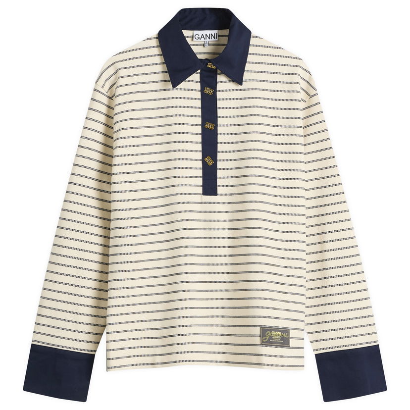 Polotröja GANNI GANNI Piquet Jersey Polo Shirt Beige | T4215-135
