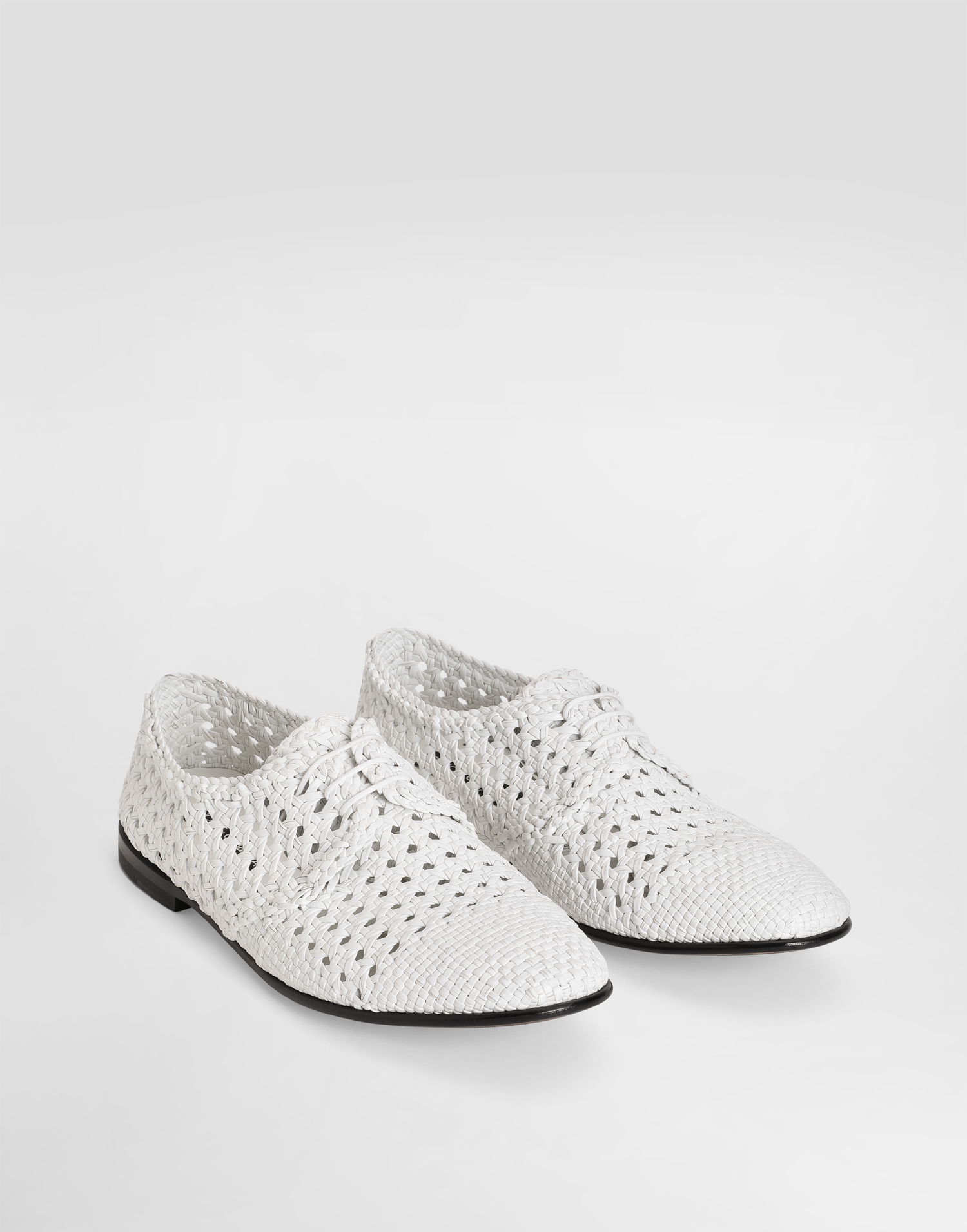 Tillbehör Dolce & Gabbana Dolce & Gabbana Woven Leather Derby Shoes Vit | A10872A9M0880002, 1