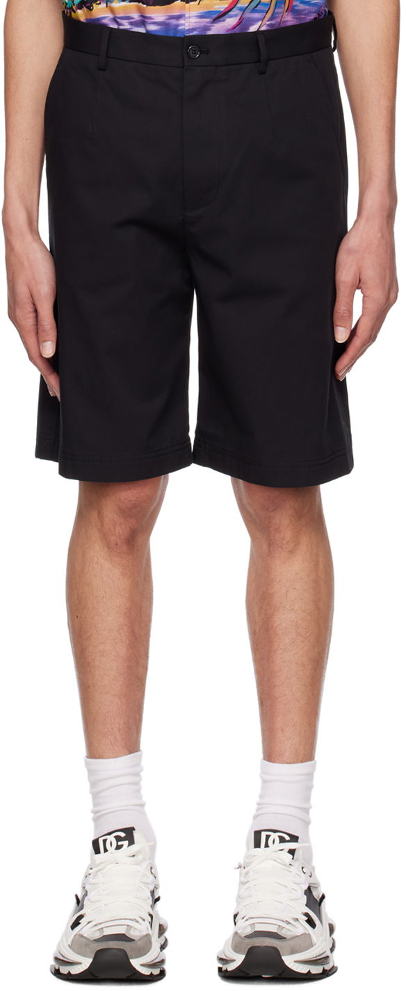 Shorts Dolce & Gabbana Black Branded Shorts Svart | GVC4HTFUFMJ