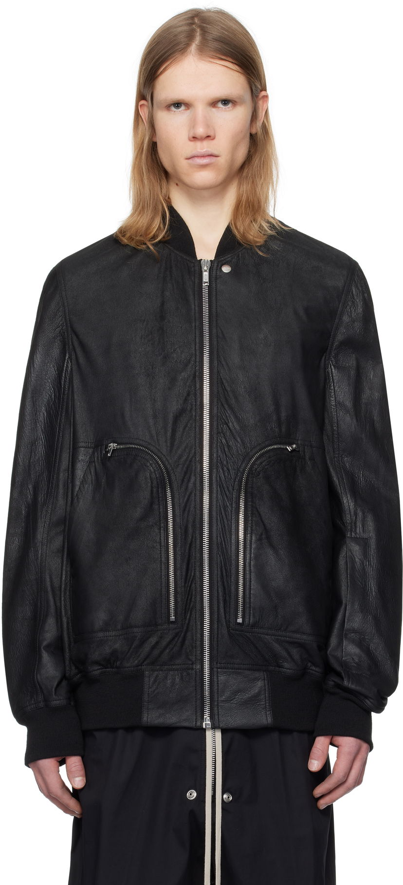 Bomberjacka Rick Owens Rick Owens Hollywood Flight Leather Jacket Svart | RU01E5771 LBA