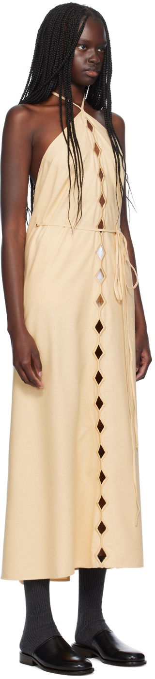 Klä Baserange Halterneck Cutout Maxi Dress Beige | DRCEL-WS-AU24, 1